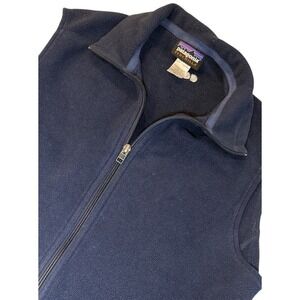 Patagonia Classic Synchilla Fleece Vest Mens M Navy Blue Full Zip Embroidered